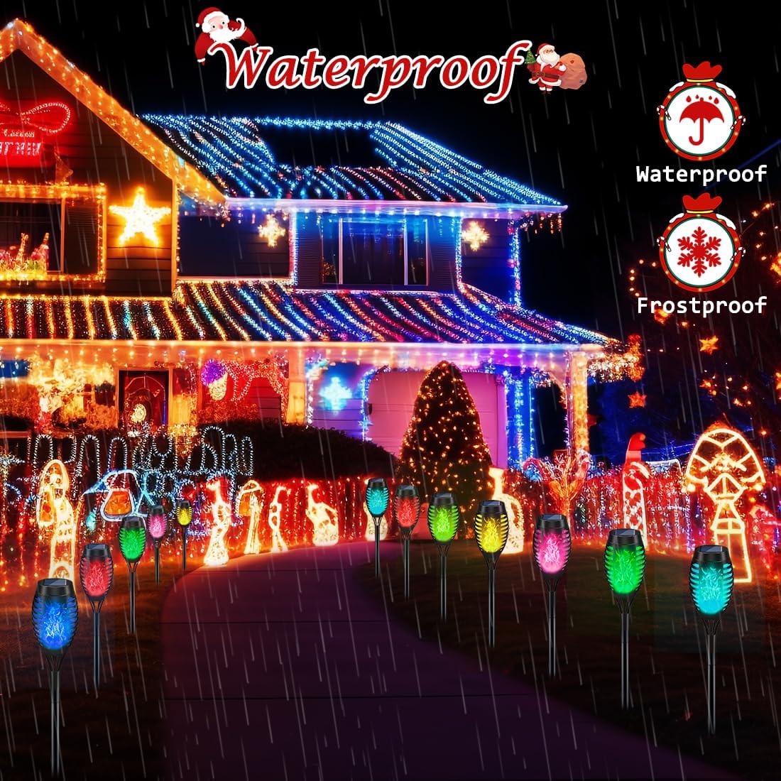 Luces solares navideñas para d - Lighting Christmas Decor reseña y precio