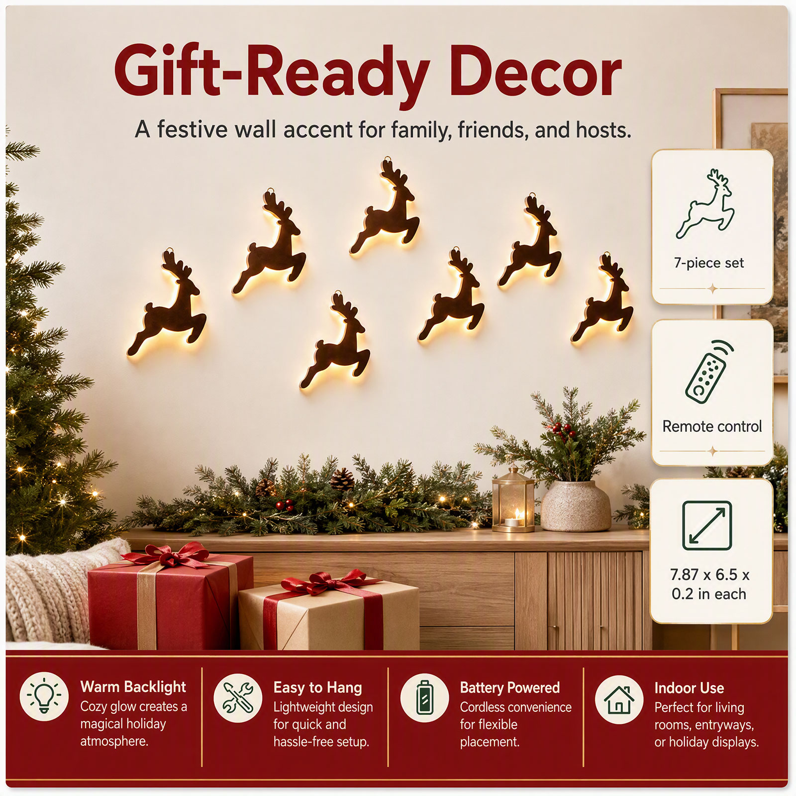 7 piezas de decoración navideñ - Lighting Christmas Decor reseña y precio