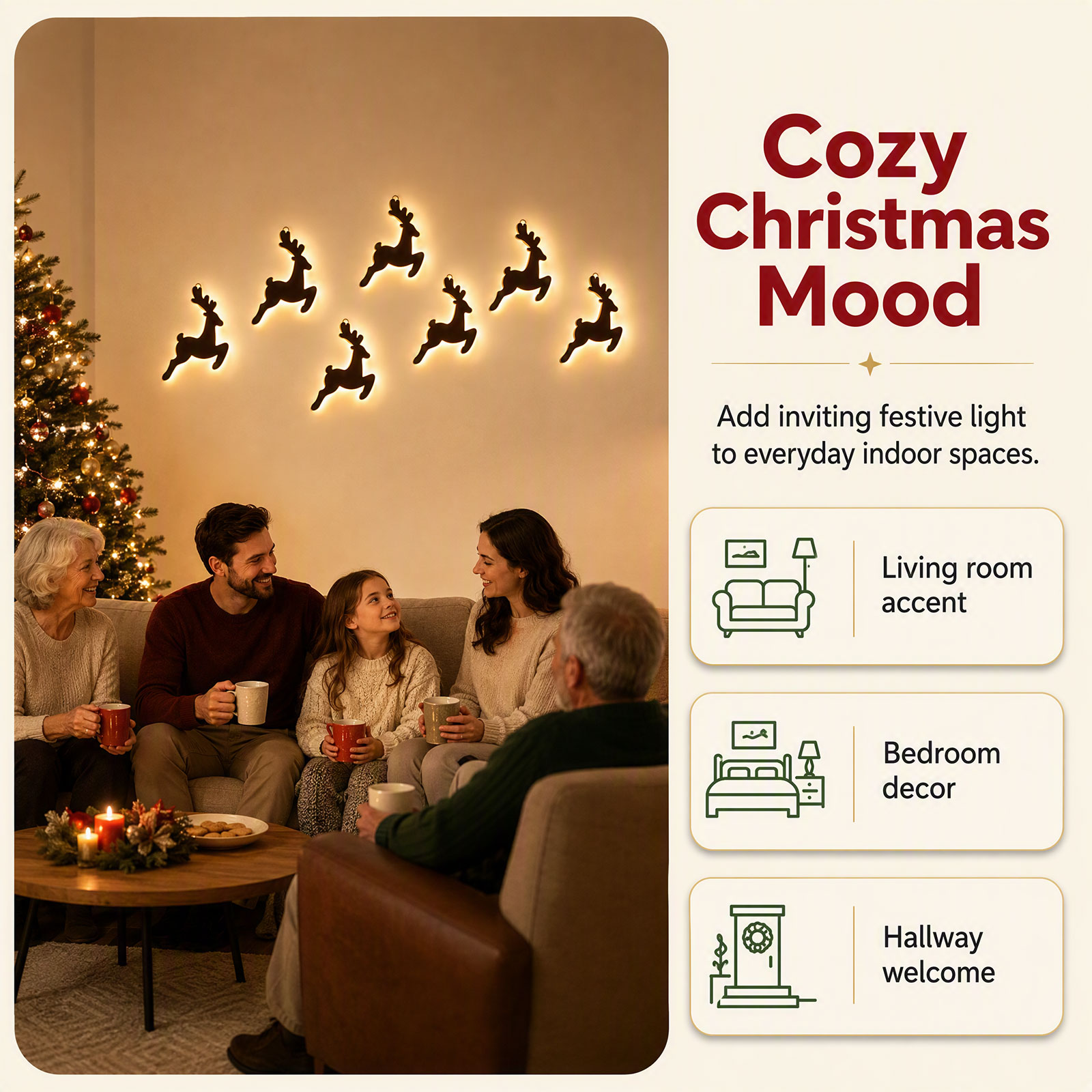 7 piezas de decoración navideñ - Lighting Christmas Decor reseña y precio