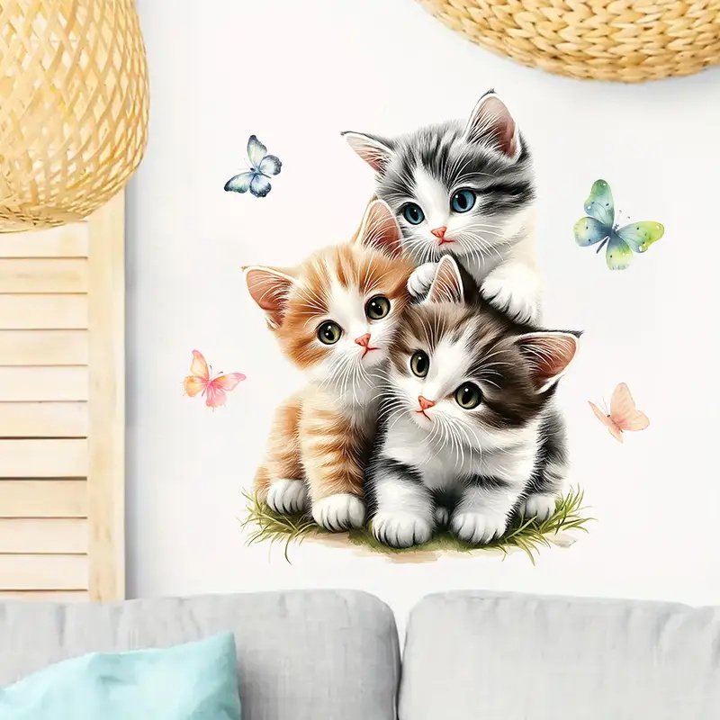 Tres gatos con pegatinas de ma - Lighting Mcqueen Bedroom Decor reseña y precio